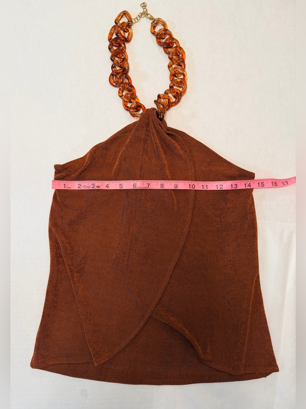 Boston Proper Women's Rust Orange Halter 2pc Suit W/Detachable Tortoise Chain XS - Picture 5 of 11